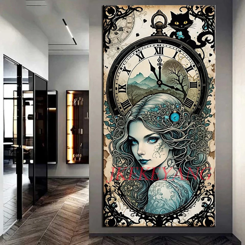 Full Square/Round Drill 5D DIY Diamond Painting Beauty and Clock Picture Diamond Embroidery Cross Stitch Home Decor