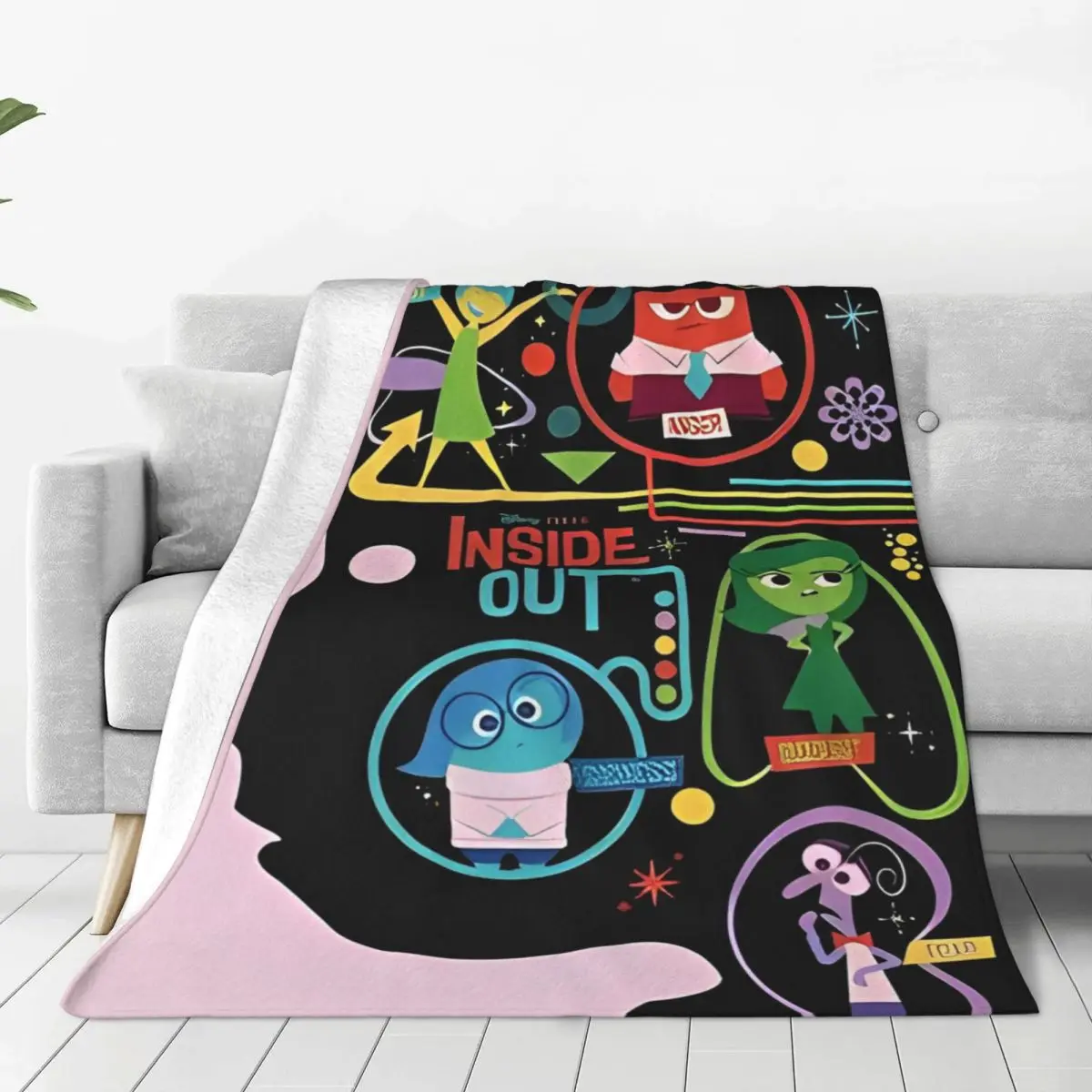 Inside Out Disney Flannel Blanket Warm Soft Throw Blanket for Living Room Travel Print Bedspread Sofa Bed Cover