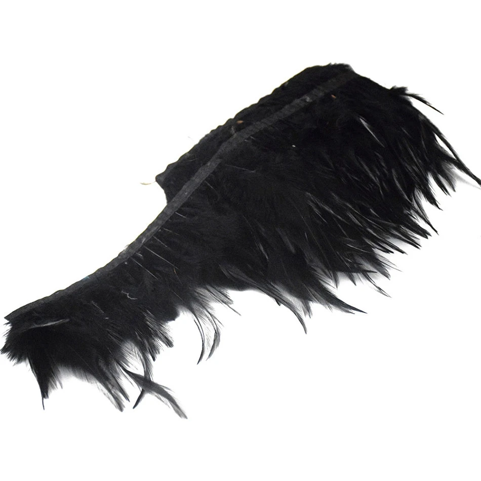 300cm Schwarze Fasanenfedern Nähborte Party-Federn Handgemachte DIY Hochzeits-Federborte Bastelzubehör Heimdekoration Accessoires 4-6 Zoll