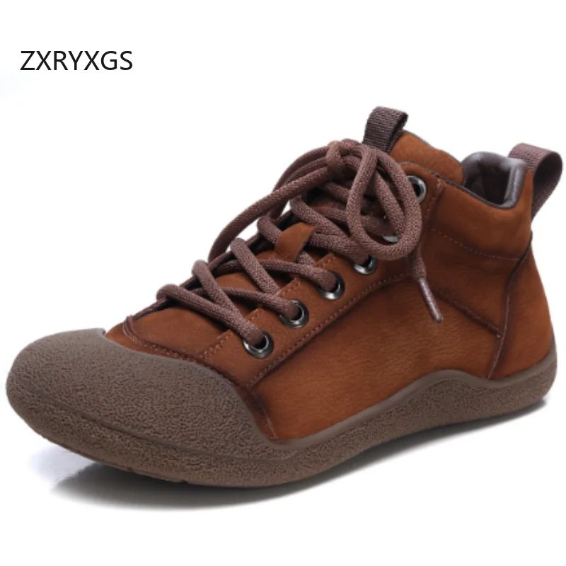 

ZXRYXGS Top Layer Cowhide Women Short Boots Trendy Sneakers 2025 Classic Etro Cross Strap Fashion Casual Sneakers Flat Shoes