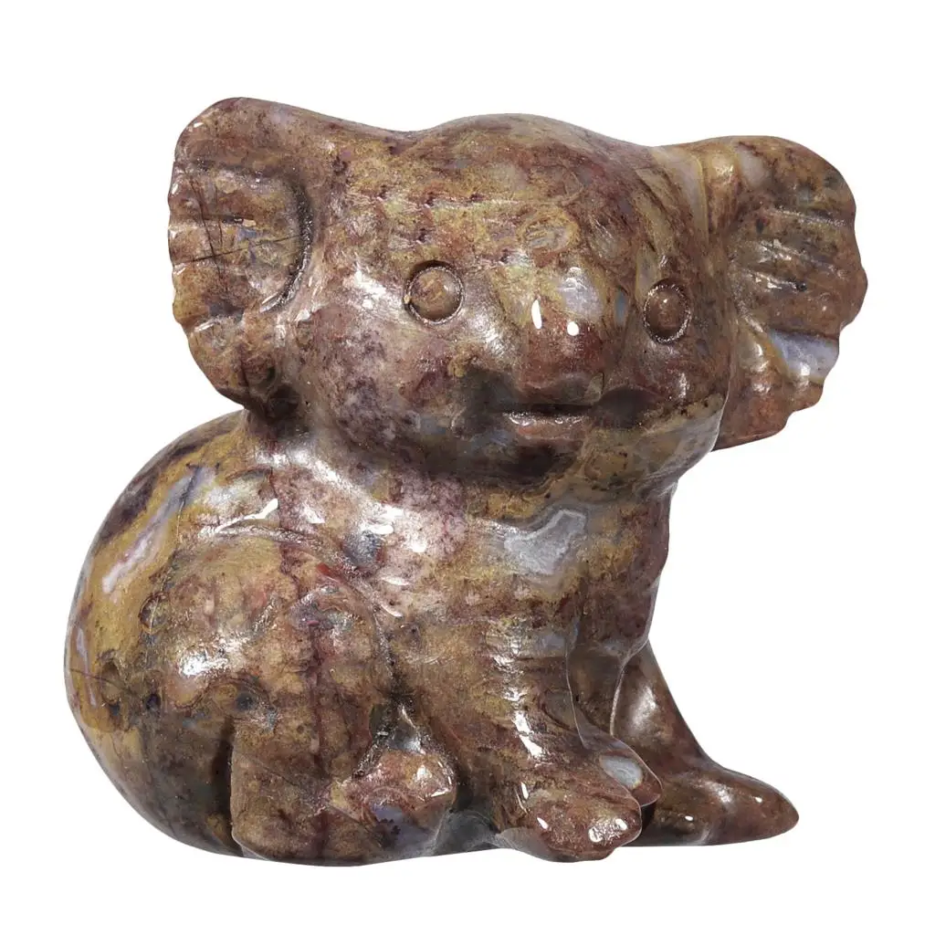 

Indian Agate Crystal Koala Bear Statue Pocket Stones Hand Carved Animal Figurine Stone Crafts For Home Jewelry Decoration