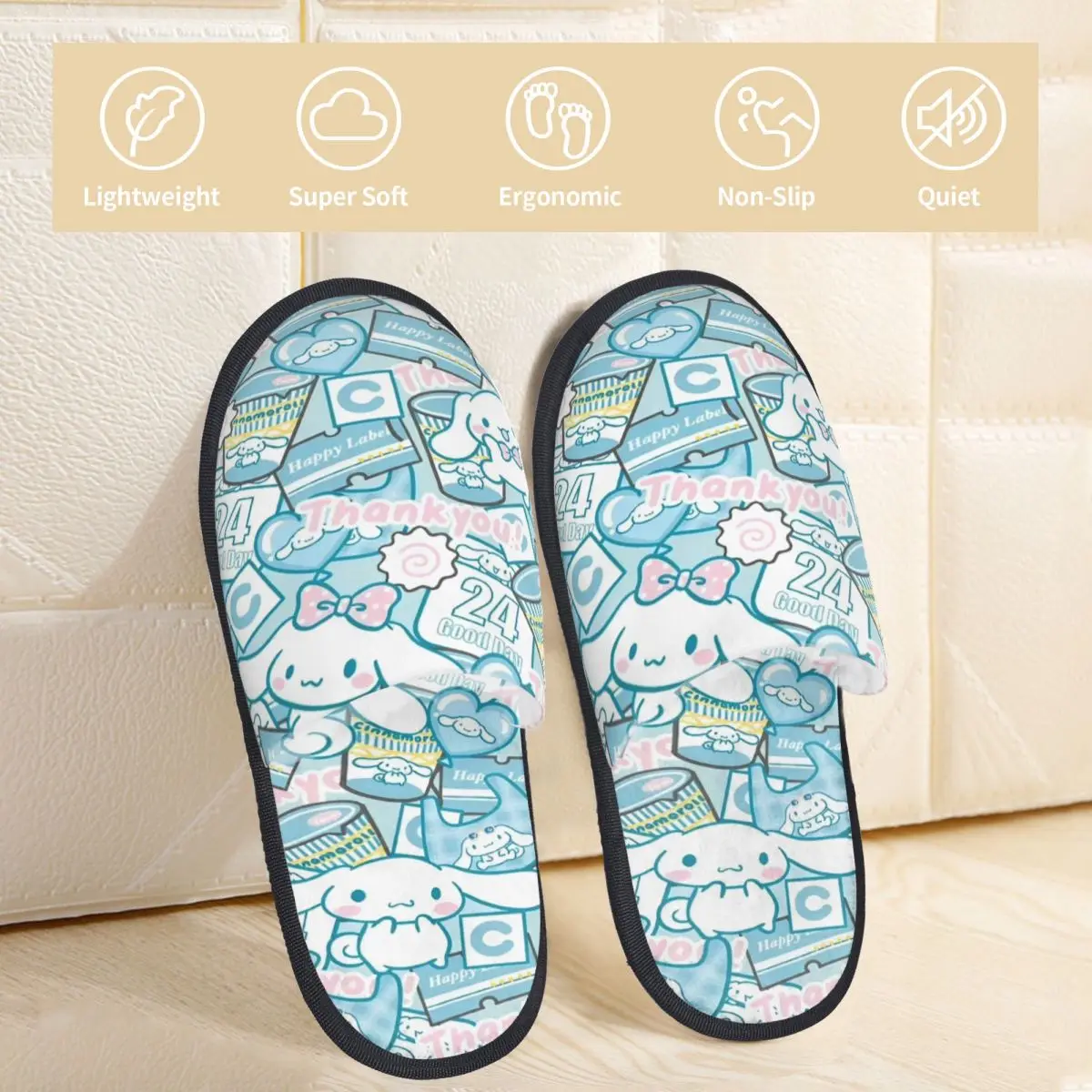 Sanrio Character Winter Cotton Home Slippers Indoor Soft Household Fur Slides Slippers Anti Slip