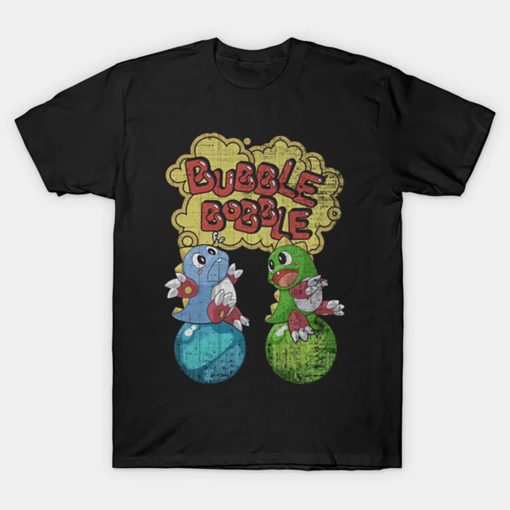 Retro Pixels Game Bubble Bobble Gift T-shirt for Arcade Gamer 0810 Cute Cartoon Dinosaurs  Graphic Clothes All Size Tops S-6XL