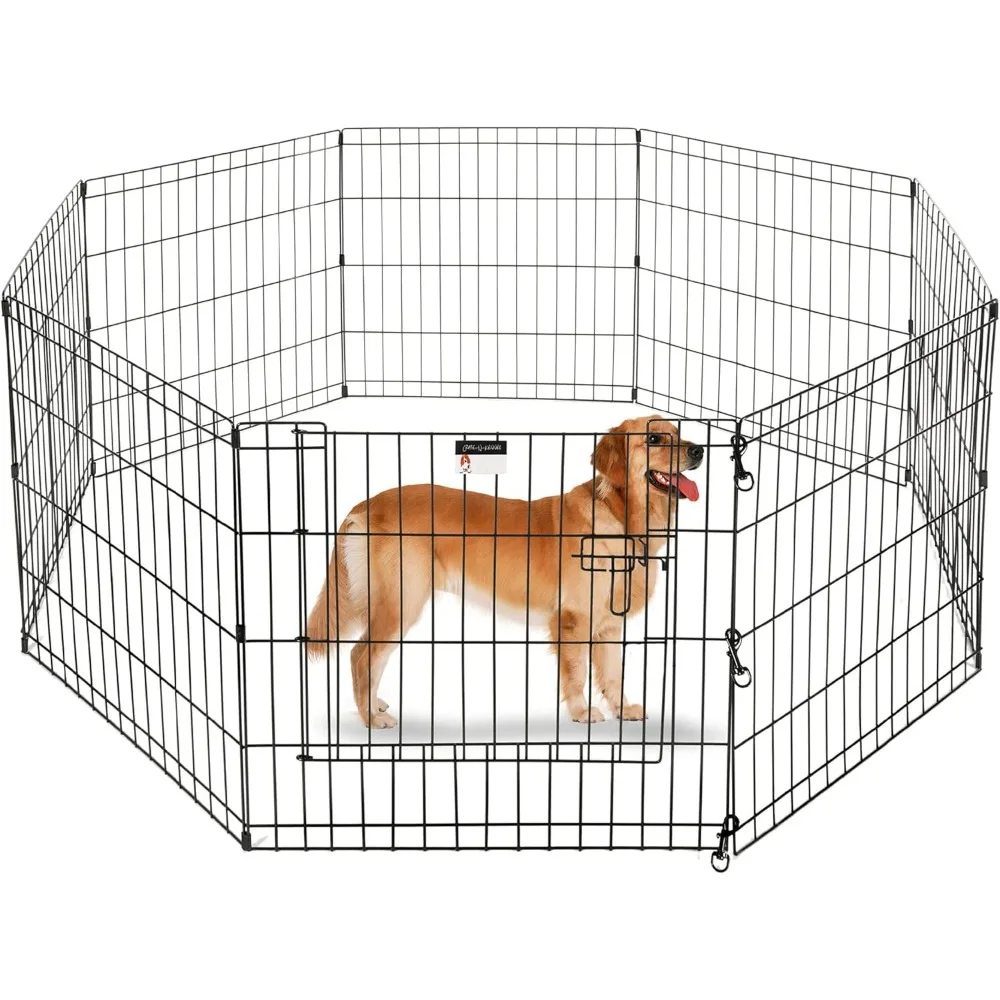 

Puppy Playpen - Foldable Metal Exercise Enclosure with Eight 24-Inch Panels - Indoor/Outdoor Fence for Dogs, Cats