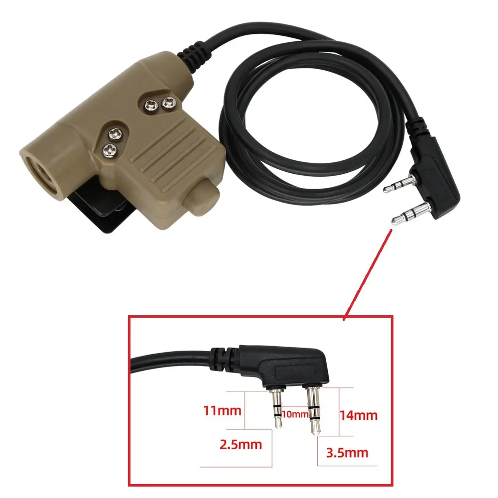 Tactical Military PTT U94 Ptt Kenwood Plug Adapter for Peltor Comtac/Sordin Tactical Headset Hunting Shooting Silynx Ptt