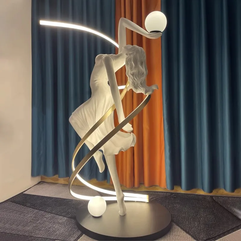 High Quality Hotel Luxury Creative Dance Goddess Corner Standing Light Modern Minimalist Designer Art Decoration Led Floor Lamp