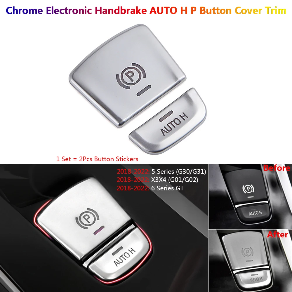 

For BMW Car Electronic Handbrake AUTO H P Switch Button Cover Trim for 5 6GT X3 X4 G30 G31 G01 G02 Interior Inner Auto Accessory