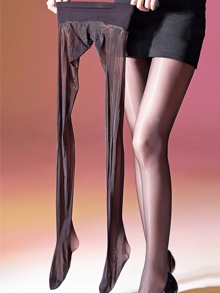 3D Ultra-Thin Two-Color Glossy Silk Stockings Seamless Crotch Women's Ultra-Thin Transparent Pantyhose