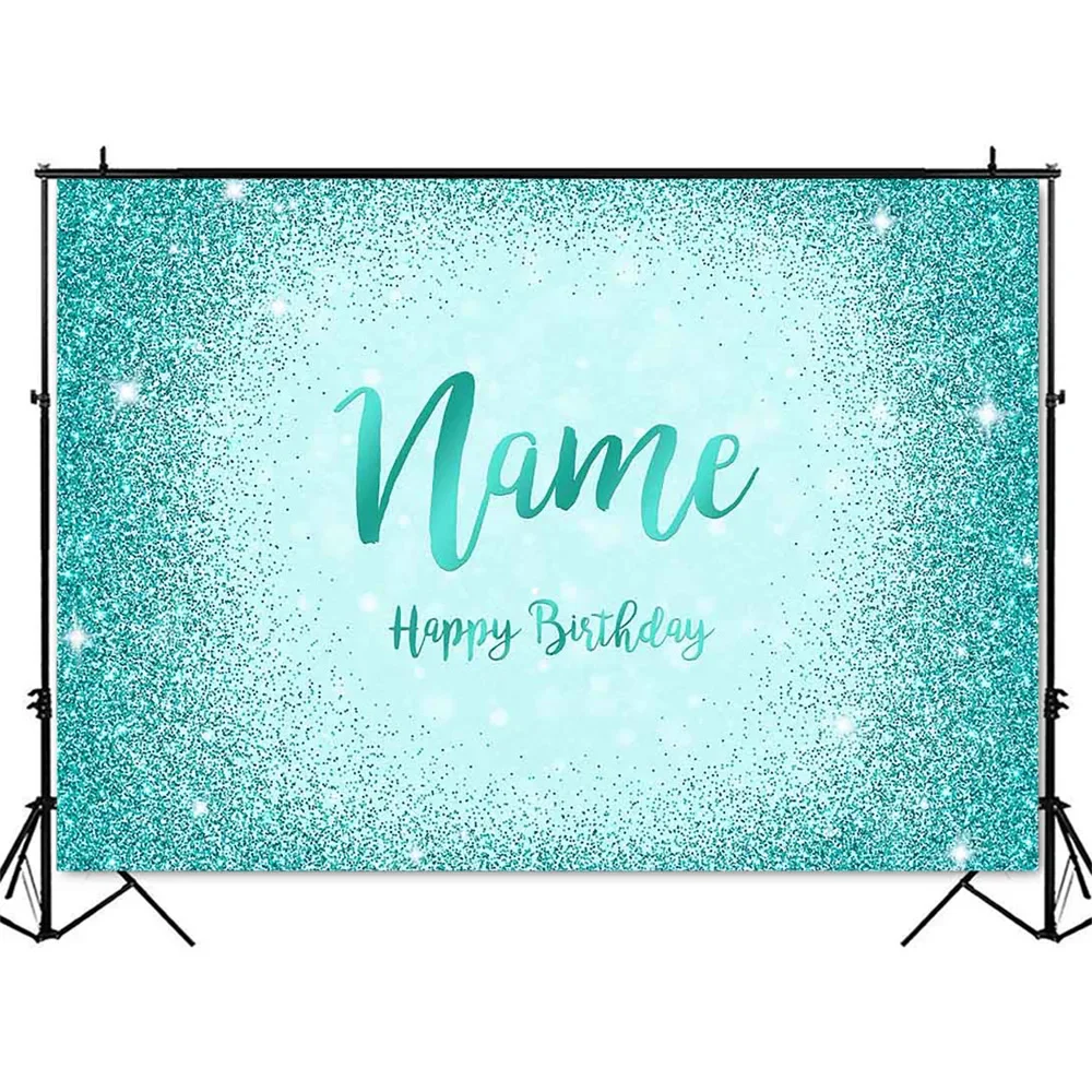 خلفية عيد ميلاد لامعة باللون الأخضر نقاط لامعة اسم 16th DIY خلفية صورة مخصصة لتزيين حفلات أعياد الميلاد السعيدة