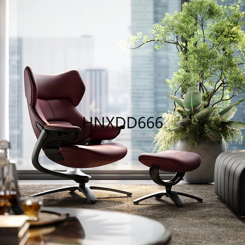 Leather sofa chair large flat leisure sofa single chair