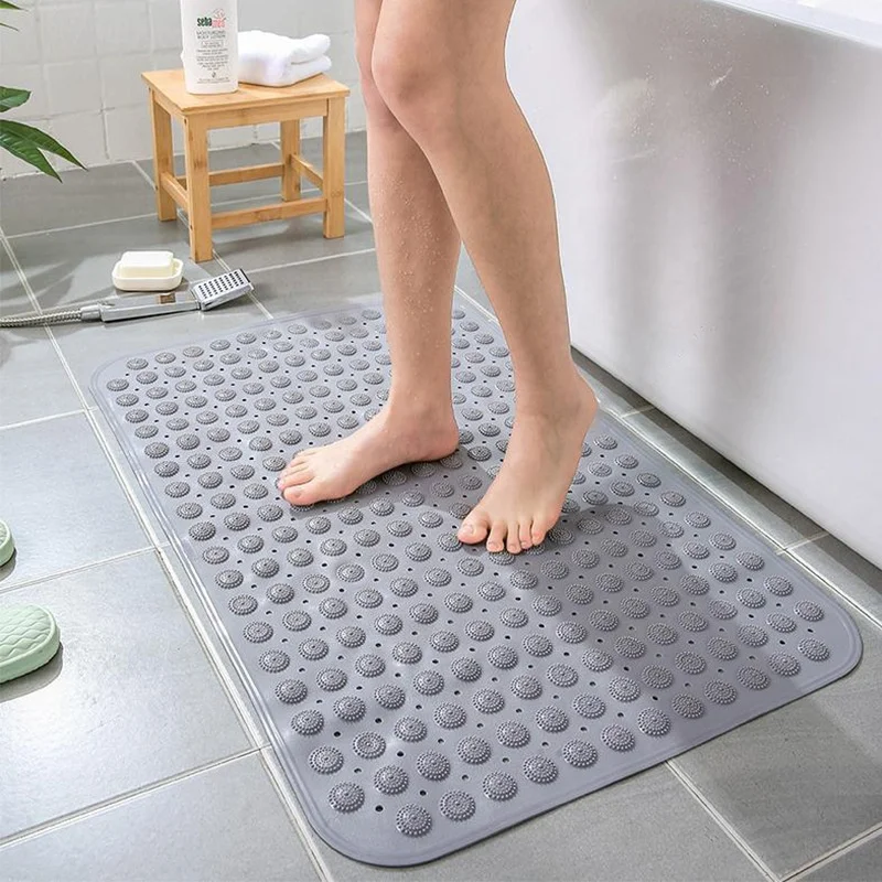 

Bathroom Non-slip Bath Mat Mildew Mroof Waterproof Soft PVC Shower Foot Massage Floor Rug Bathtub Carpet With Suction Cup Pad