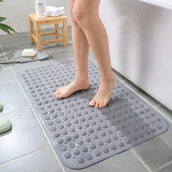Bathroom Non-slip Bath Mat Mildew Mroof Waterproof Soft PVC Shower Foot Massage Floor Rug Bathtub Carpet With Suction Cup Pad