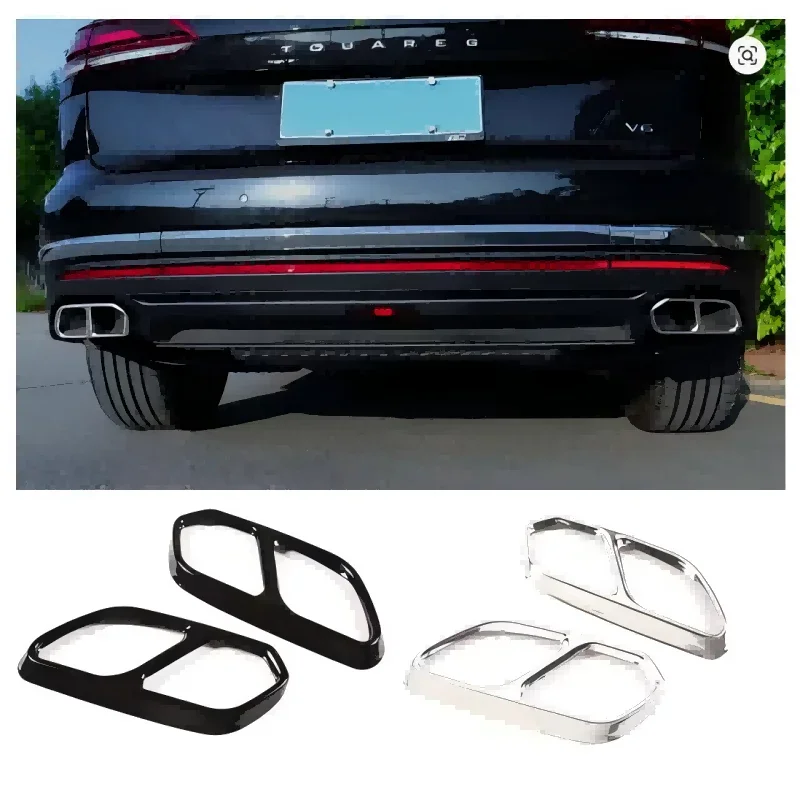 

Stainless Steel Black Car Tail Exhaust Muffler Pipe Tip Cover For Volkswagen VW Touareg CR7 2018 2019 2020 2021 Accessories