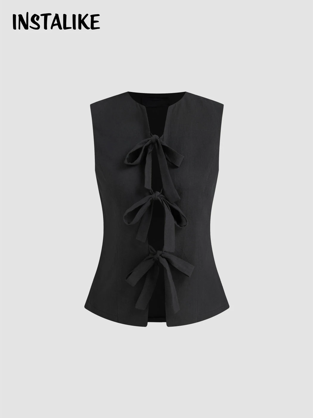 

InstaLike-Women Lace Up Bow Vest Crop Top,Elegant Summer Y2K Sleeveless,V Neck,Sexy Tanks,Aesthetic,2000s,Streetwear Office Lady