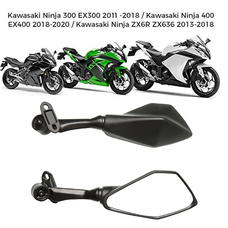 Motorcycle Rear View Mirrors for Kawasaki 2018-2021 Ninja 400 / 2011-2018 Ninja 250 ZX 6R 636 650 300R EX300 Side Review Mirror