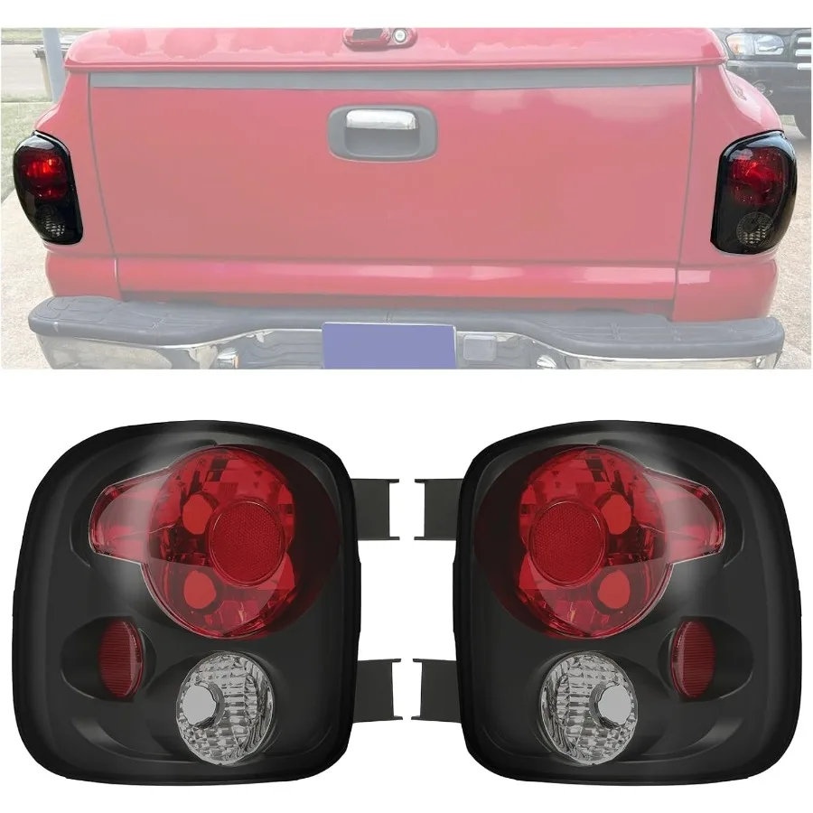 

Tail Light Pair Compatible with 19992004 Chevy Silverado GMC Sierra Stepside Brake Lamps Black Housing Smoke Lens w o Bulbs for