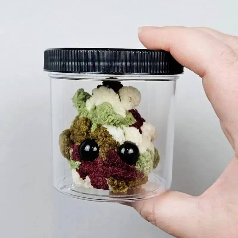 Grass Ball Plush Funny Crochet Little Grass Ball Plushie In A Jar Plush Stuffed Toy Crochet Accessory Desktop Plush Ornament