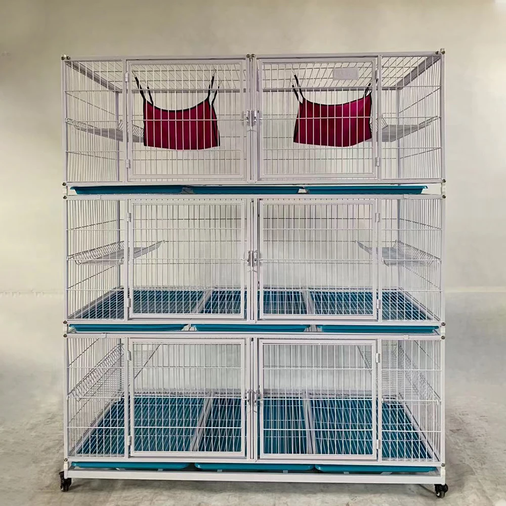 3 Layer Cheap Comfortable Iron Foldable Metal Wire Pet Animal Crate Cat Cages 60X42X92Cm Wire Cage