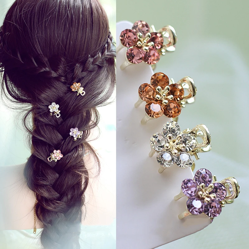 Mini Rhinestones Flower Hair Claw Clips  Non Slip Grip for Thick Hair Strong Hold Hair Jaw Clip Hair Accessories