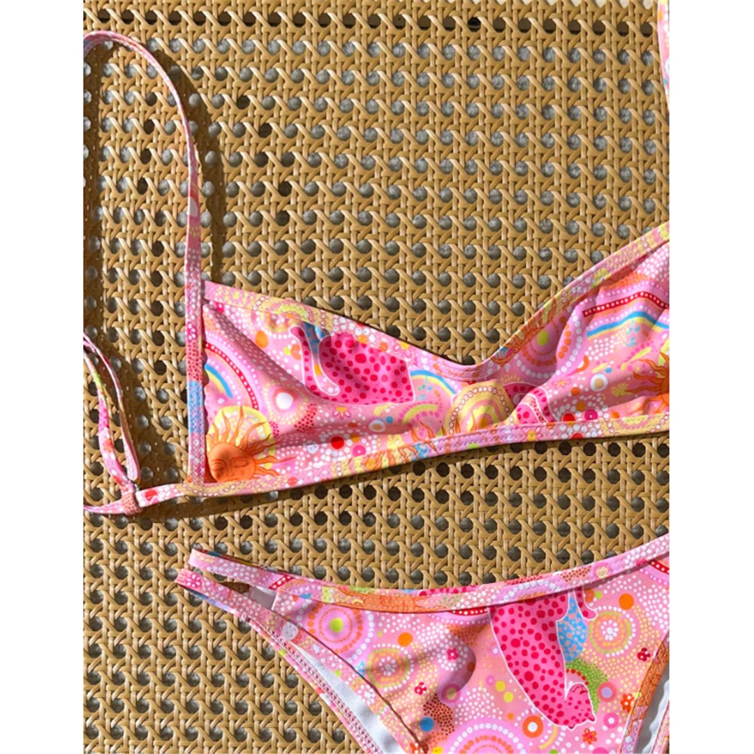 S - XL Bedruckter brasilianischer Bikini, Damen-Badeanzug, zweiteiliges Bikini-Set, Badeanzug mit hohem Beinausschnitt, Badebekleidung, Schwimmanzug V8179 – Detail 7