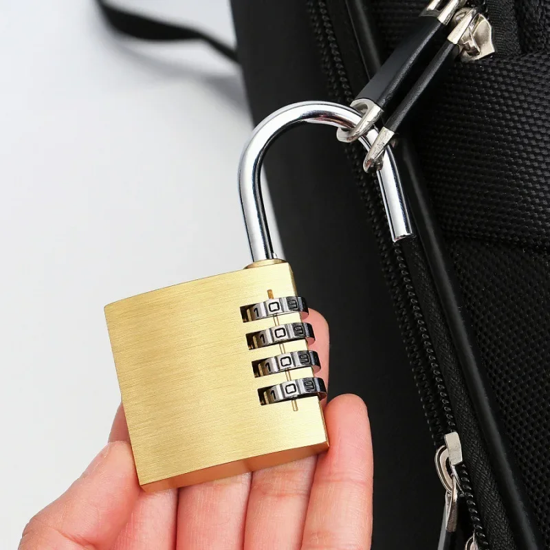 Anti-thief Brass Combination Padlock 4 Digit Luggage Padlock Code Combination Lock Outdoor Travel Combination Lock Copper