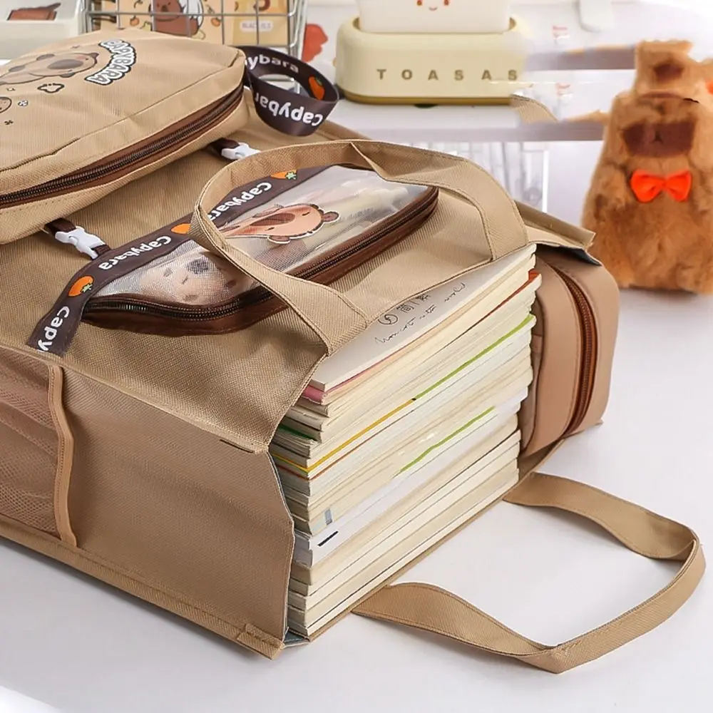 Leichte Capybara Handtaschen große Kapazität wieder verwendbare Canvas-Einkaufstaschen Schul material mit Feder mäppchen