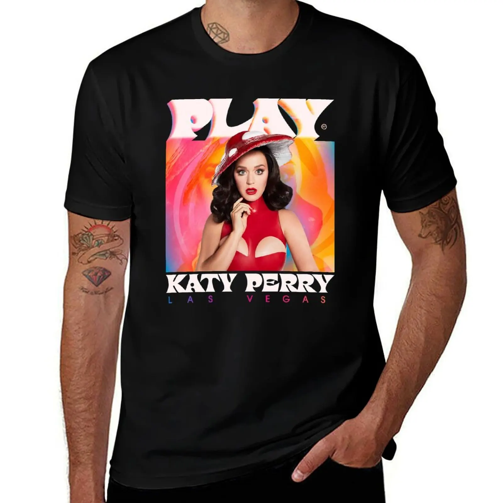 

Katy Perry Play Admat T-Shirt cotton t shirt man black cotton t-shirt plain for man package