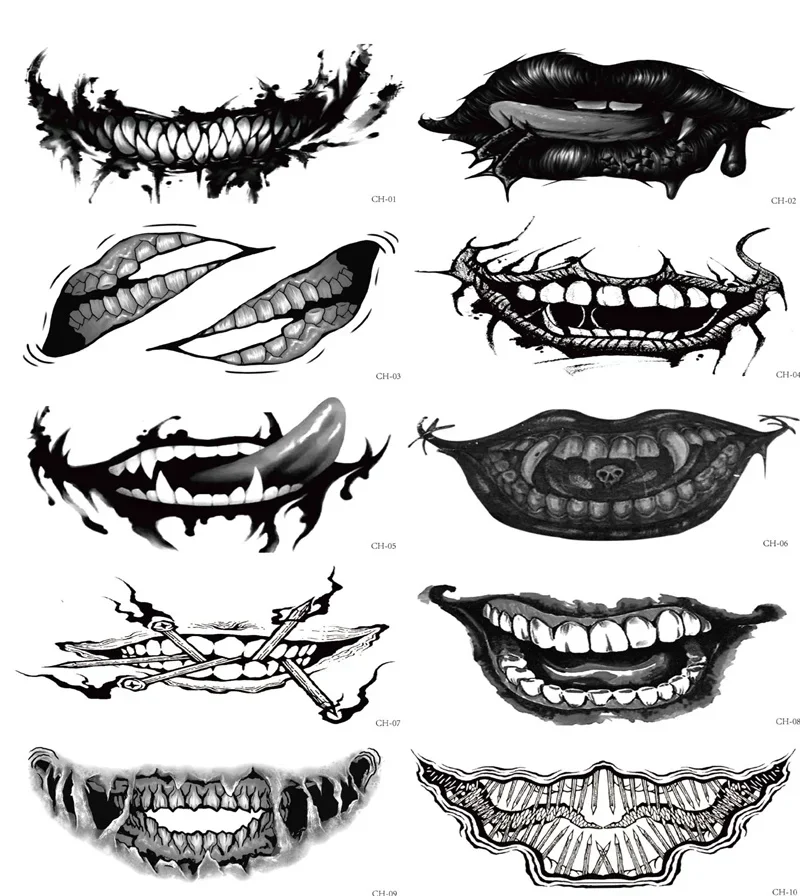 Faux Tatouage Temporaire Étanche pour Homme et Femme, 10 Styles, Autocollant, The Joker Suconsultant Squad, Halloween