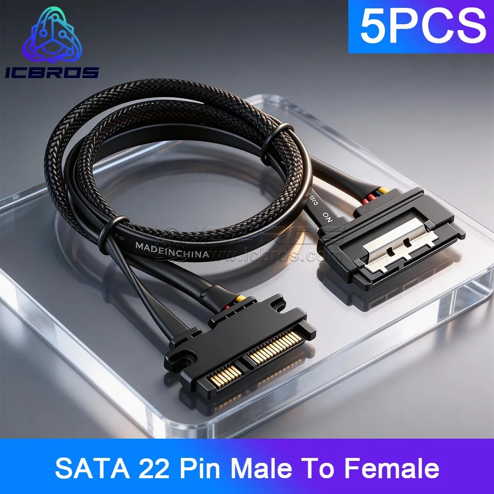 

5 шт. удлинительный кабель SATA 22-контактный разъем «папа-мама» SATA 3 III 22-контактный разъем «папа-мама» 7+15-контактный