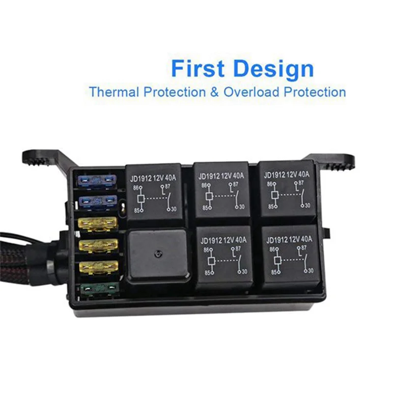 

High Quality 6 Gang Switch Panel Electronic Relay System Circuit Control Box Fuse Relay Box Wiring Harness For Auto Truck Boat M