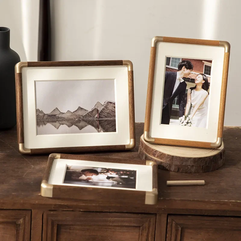 Walnut Wood Photo Frame 6x7 Inch Solid Wood Picture Frame and A4 Wall and Table Display Home Decor Family Photo Frame Wall