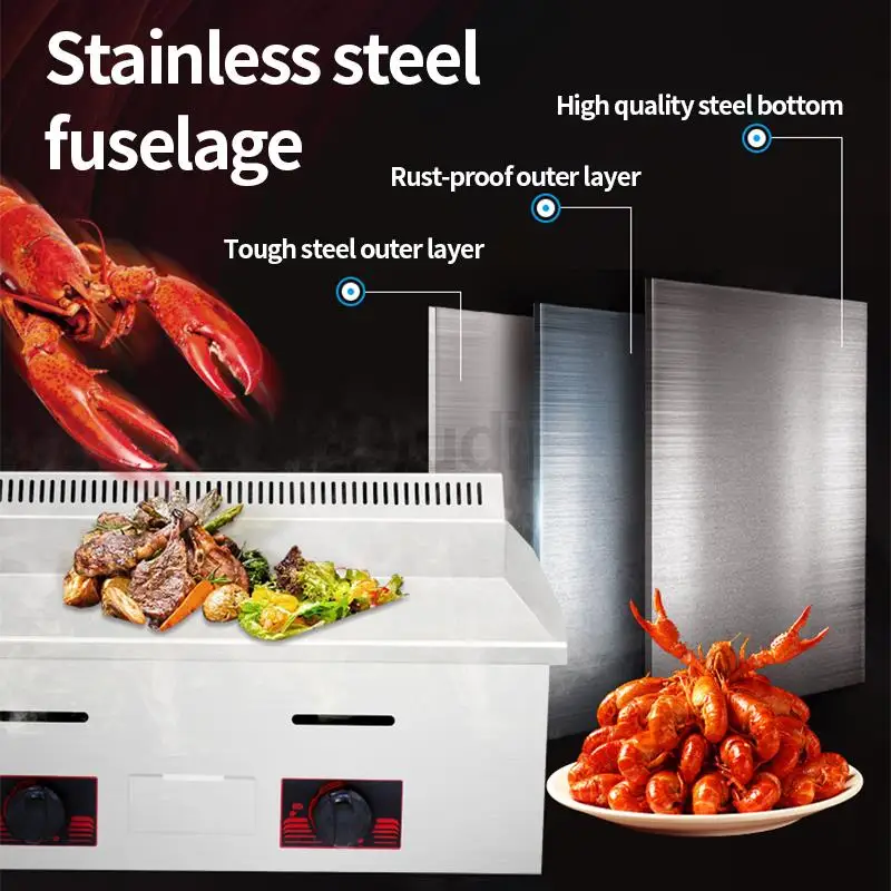 ماكينة صنع الفطائر تعمل بالغاز لوحة شواية الغاز التجارية لمعدات فطيرة البصل الأخضر تيبانياكي ألواح حديد عربة طعام الشارع #4