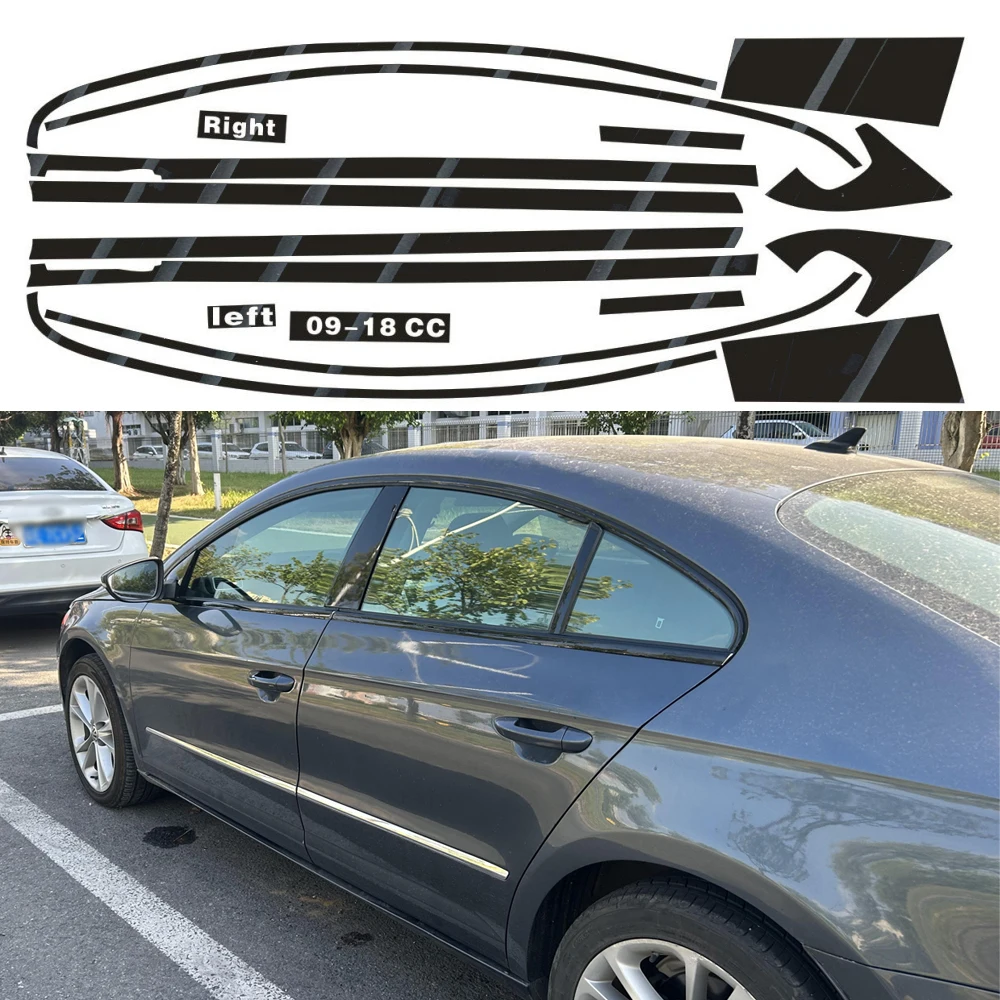 

Хромированная затемняющая накладка для Volkswagen CC 2009-2018, глянцевая черная наклейка на окно