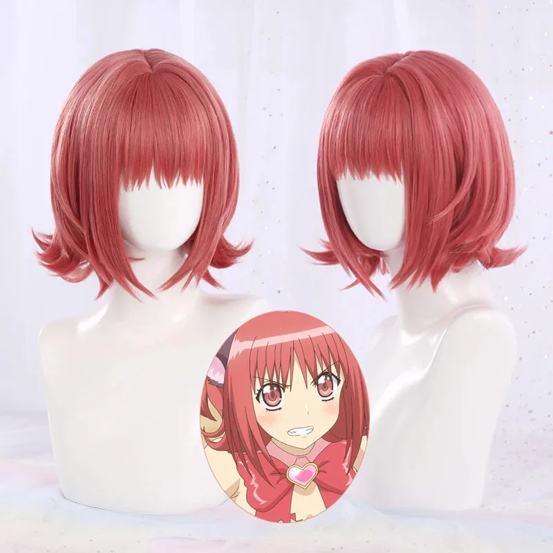 

Anime Momomiya Ichigo Cosplay Wig Tokyo Mew Mew Cosplay Short Hair Female Red Heat Resistant Synthetic Halloween Cosplay Wigs