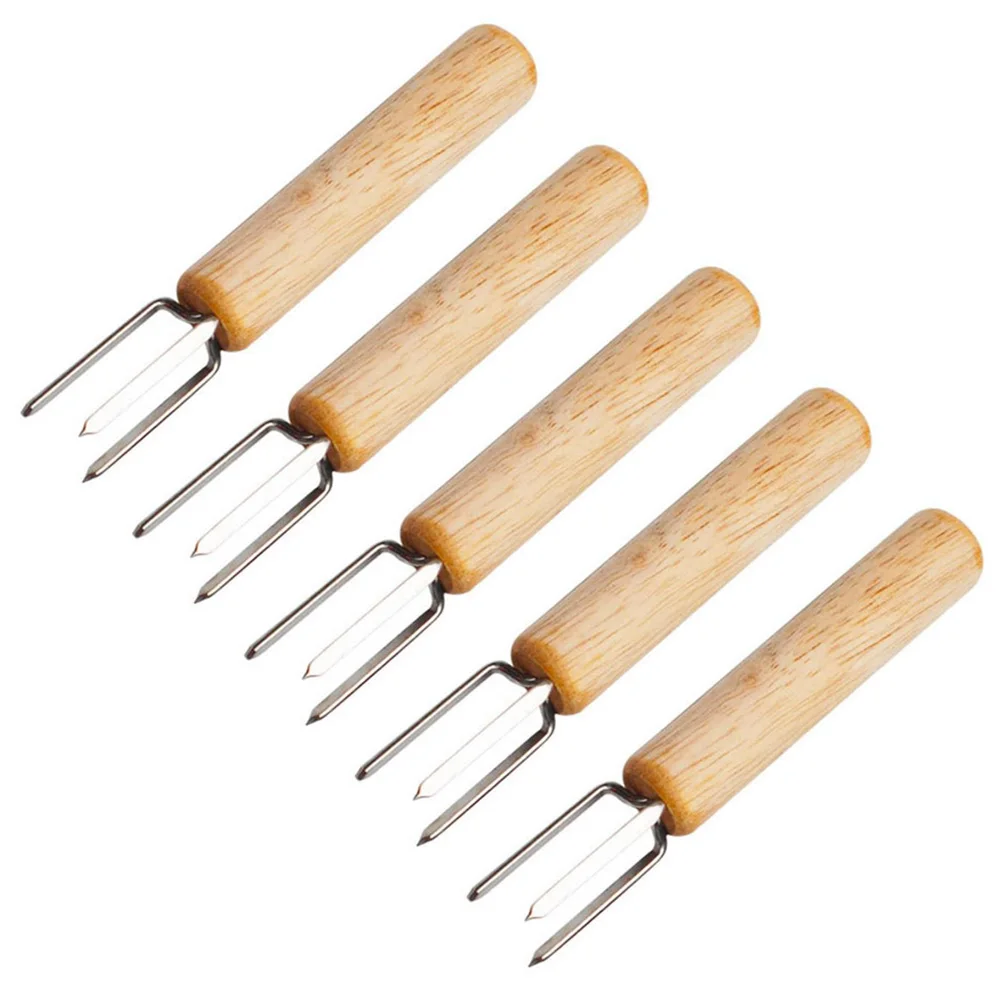 

5 Pcs Corn on The Cob Holder Fruit Fork Stainless Steel Outdoor Barbecue Food Forks Grips Holders