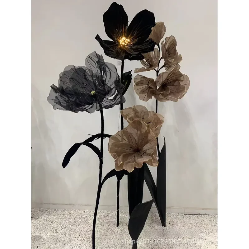 Giant Handcrafted Flower Arrangements Artificial Silk Organza Poppy Floral Group for Wedding Event Decoration