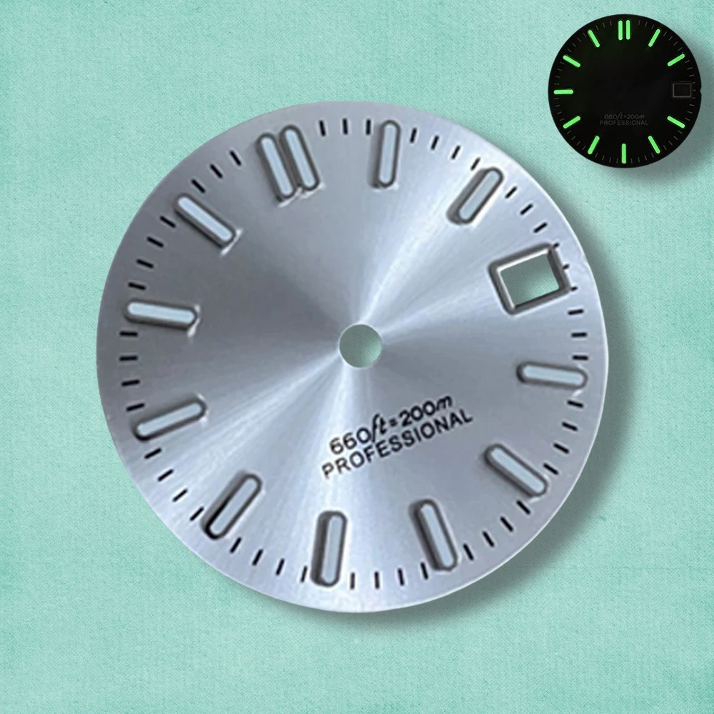 28.5 مللي متر جودة عالية S شعار NH35 التدرج أشعة الشمس الهاتفي صالح NH35/NH36 حركة الأخضر مضيئة NH35 اكسسوارات