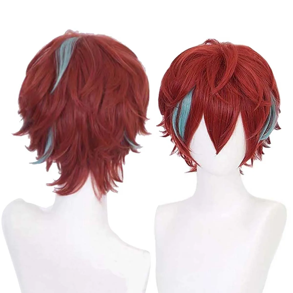 Men Anime Division Rap Battle Hypnosis MIC Doppo Kannonzaka Cosplay Wine Red Mixed Sky Blue Hair Wig