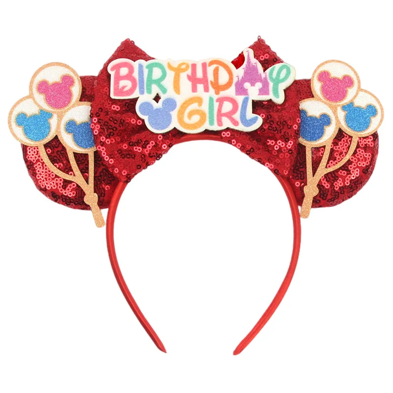 Children's Mickey birthday headbands, sequins, bows, Minnie balloons, ear studs, cute Halloween party decorations, headwear image 6