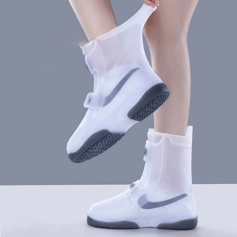 

High elasticity tpe waterproof shoes covers women men shoe waterproof cover double bottom double button protector de zapatillas