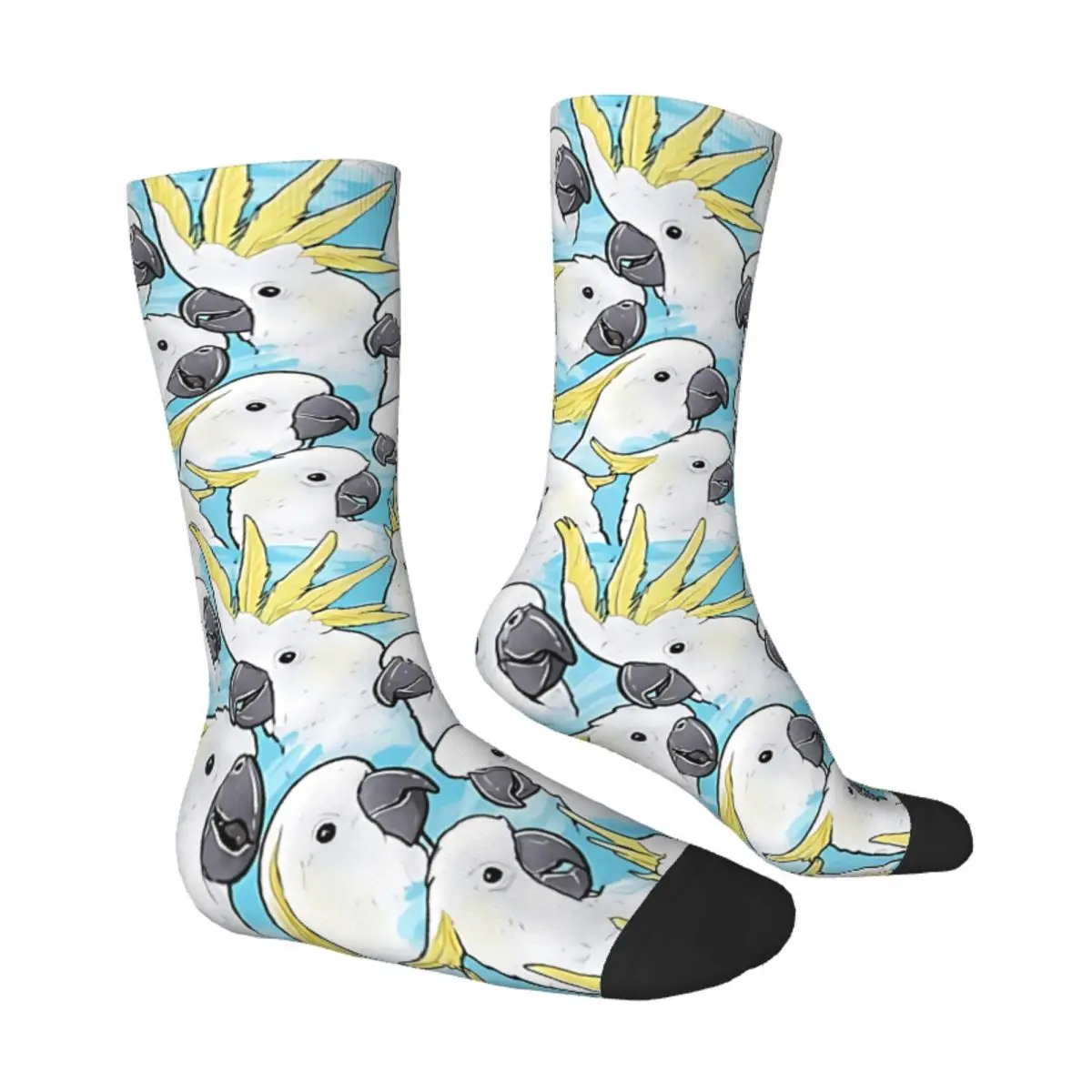 Hip Hop Retro Cockatoo Blue Crazy Men's Socks Cute Bird Animal Unisex Harajuku Pattern Printed Funny Happy Crew Sock Boys Gift