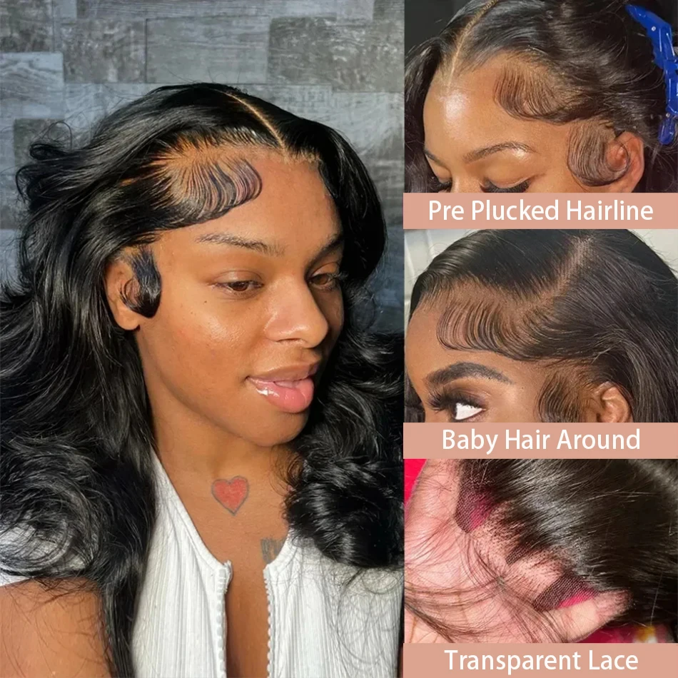 13x4 Short Bob Body Wave Lace Frontal Wig 4x4 Transparent Lace Wigs 200% Density Brazilian 100% Human Hair For Women 12 14 Inch