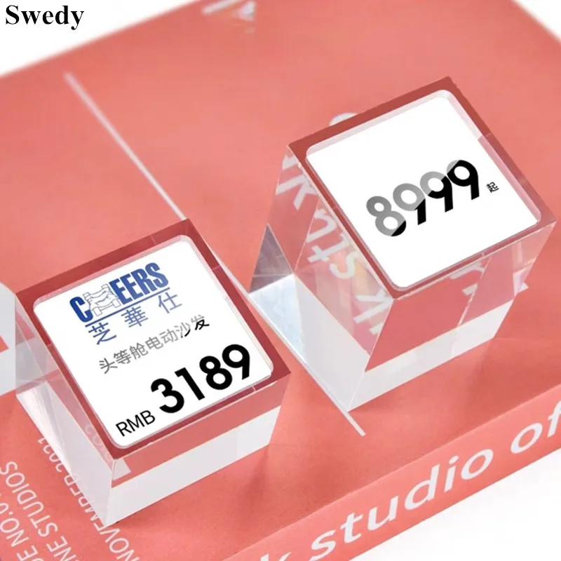 

Small Table Acrylic Price Label Card Holder Tags Jewelry Watch Phone Pricing Paper Sign Holder Display Stand