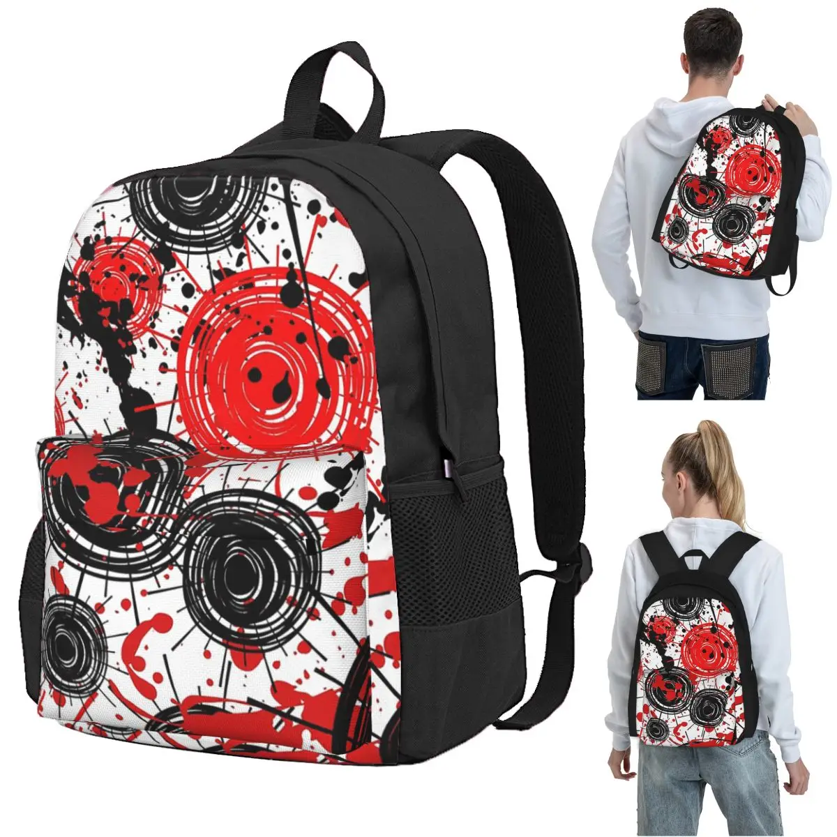 

Karma Red Black Backpack Student BookBag Children School Bag Laptop Shoulder Bags for Men Women