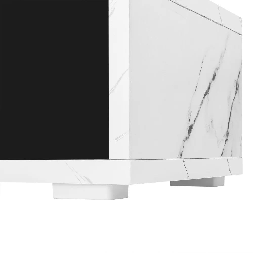 Moderner TV-Schrank mit variabler Länge (140–260 cm), drehbarer Funktion, weißes Hochglanz-Matt-Finish und goldenen Dekorationen – Detail 37