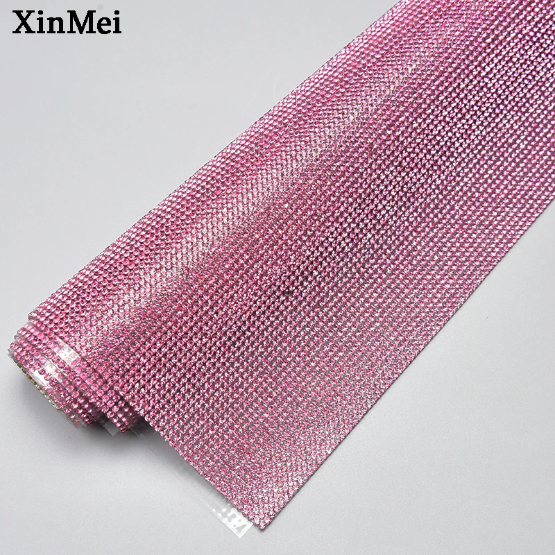 Autoadesivo serie rosa Strass diamante foglio Glitter Strass Trim Crystal Mesh Sticker fai da te auto da sposa abbigliamento per la casa