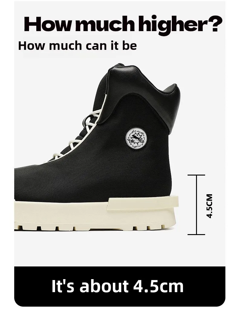 2024 New Women Big Head Canvas Thick Sole Heightening High Top Versatile Couple Sports and Leisure Trendy Shoes Men