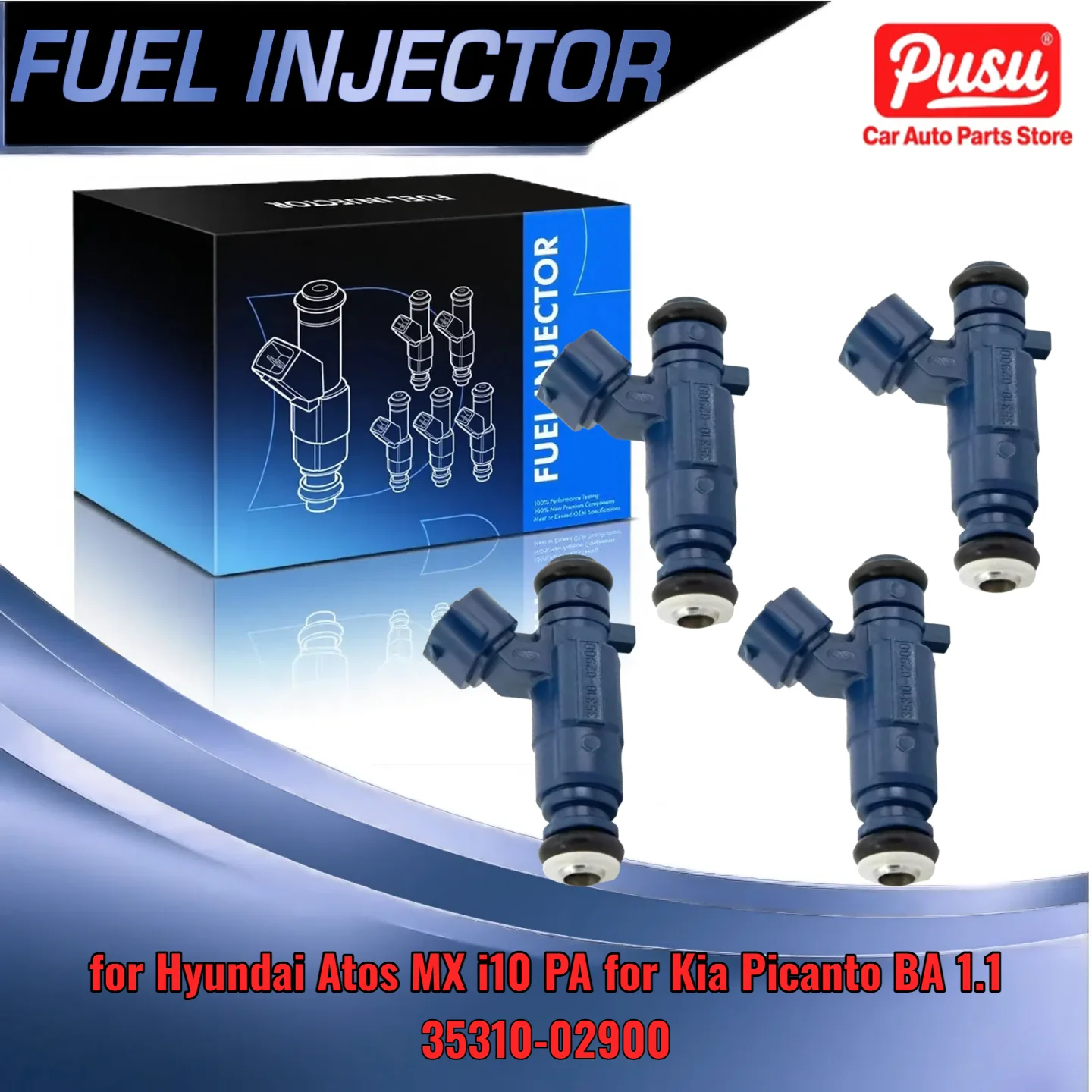 

4X New Replacement Injectors for Hyundai Atos MX i10 PA for Kia Picanto BA 1.1 Replaces 35310-02900