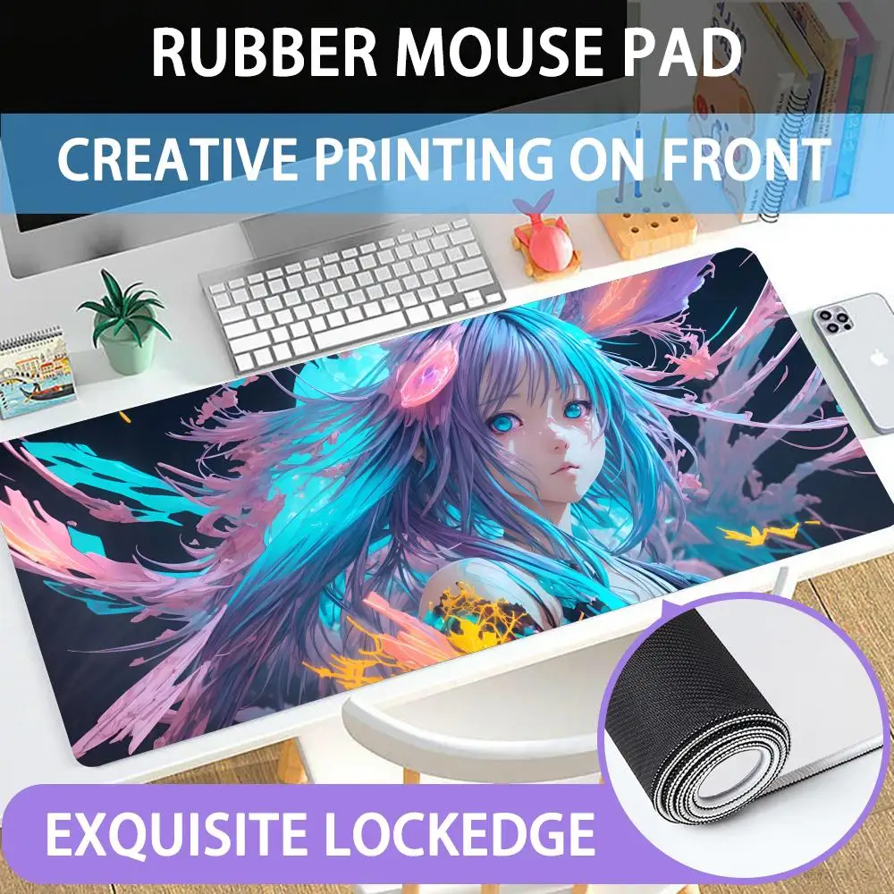 

Elegant anime girl Mouse Pad Large rubber mouse pad with edge-locking computer mouse pad for gamers HD printing desk pad and key