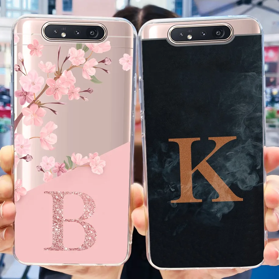 For Samsung A80 Case 2019 Cute Letters Soft Clear TPU Silicone Slim Back Cover For Samsung Galaxy A80 A 80 Funda SM-A805F Bumper